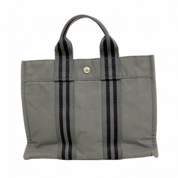 Hermes handbag Foul Tou PM canvas grey black women's - Picture 1 of 10